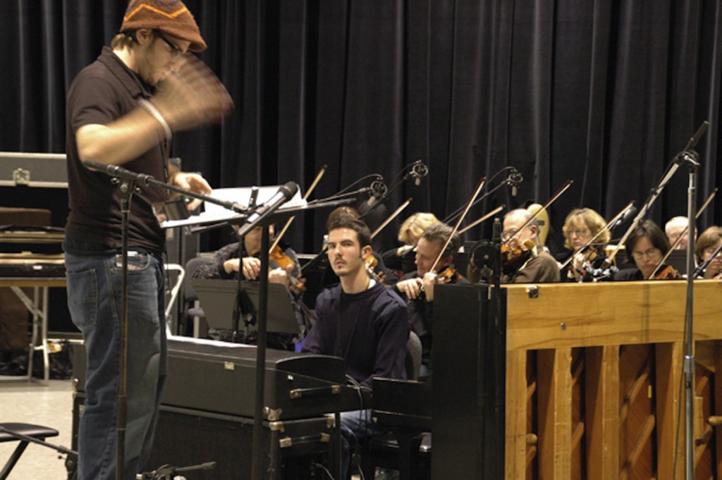 rehearsing the Northwest Sinfonia for the 2005 Red Bull Music Academy ArRange concert 